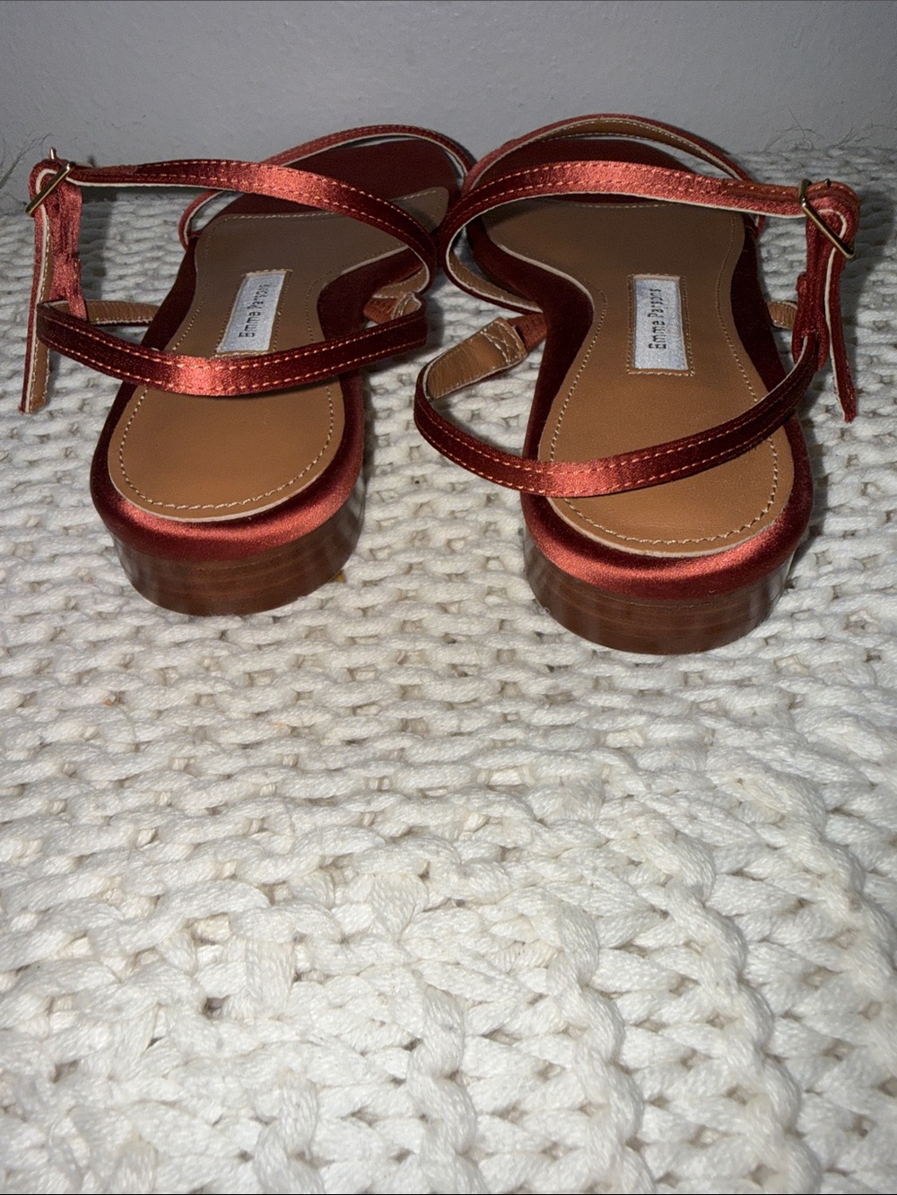Emma Paterson Satin Strappy Sandals in Deep Red - Picture 4 of 5